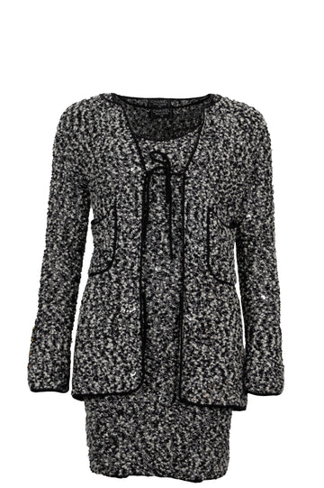 CHANEL Vintage Two Piece Boucle Black White