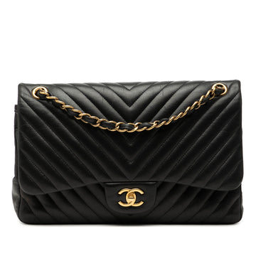 Classic Double Flap Bag Chevron Lambskin Jumbo