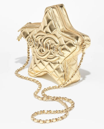 CHANEL CC METALLIC LAMBSKIN QUILTED WALK OF FAME STAR BAG