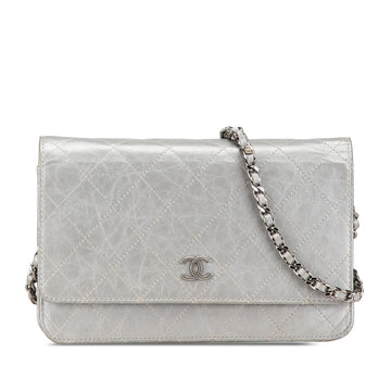 Chanel CC Quilted Aged Calfskin Wallet On Chain