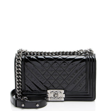 Top Quality Chanel Chevron Patent Leather Old Medium Boy Bag (SHF-2P3jRA)
