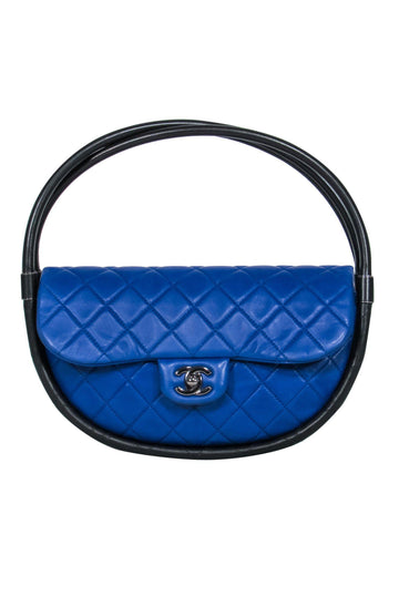Top Quality Chanel - Cobalt Blue Rare Quilted "Hula Hoop" Handbag