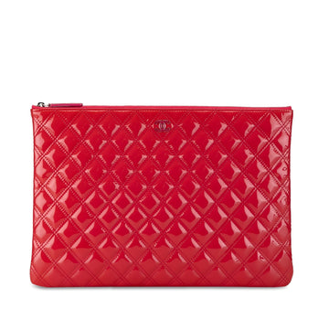 Top Quality Chanel Large Quilted Patent Leather O Case Clutch (SHG-5Pt1t3)