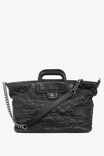 Chanel In-The-Mix Black Large Iridescent Calfskin Quilted Tote