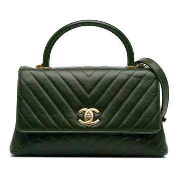 Top Quality Chanel Medium Aged Calfskin Chevron Coco Handle Bag (SHG-Oidy6Z)