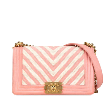Top Quality Chanel Medium Braided Chevron Boy Flap (SHG-9hhRjC)