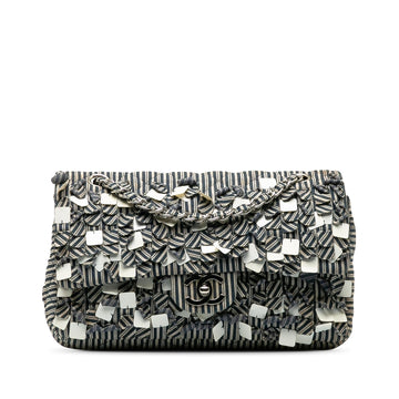 Top Quality Chanel Medium Cotton Striped Double Flap (SHG-TDyWsX)