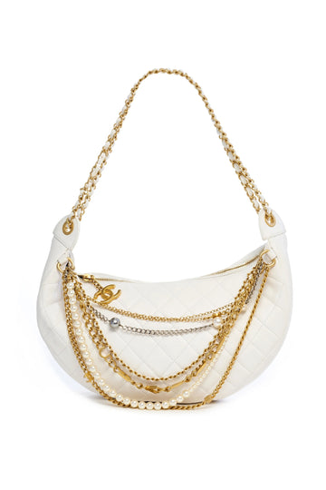 CHANEL PARIS NY ALL ABOUT CHAINS NAPPA LEATHER HOBO BAG