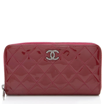 Top Quality Chanel Patent Leather CC Zip Around Wallet (SHF-zqWAz7)