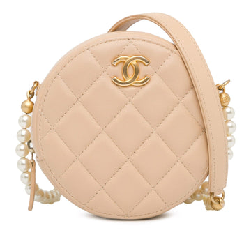Top Quality Chanel Quilted Calfskin Pearl Round Clutch With Chain (SHG-4RAziC)