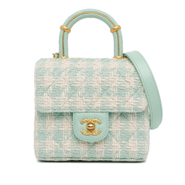 Top Quality Chanel Quilted Tweed Crush Top Handle Bag (SHG-gVQFkc)