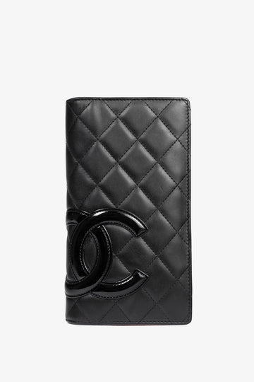 Chanel Cambon Line Black Quilted Leather CC Wallet