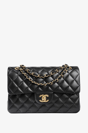 Chanel Small Classic Black Lambskin Quilted Double Flap Bag
