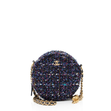 Top Quality Chanel Tweed CC Round Clutch with Chain (SHF-0db1M1)