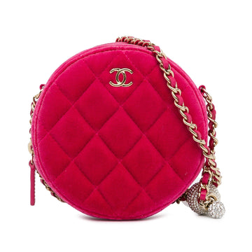 Top Quality Chanel Velvet Pearl Crush Round Clutch with Chain (SHG-c4Cqfk)