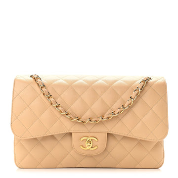 CHANEL JUMBO QUILTED CAVIAR LEATHER DOUBLE FLAP BAG