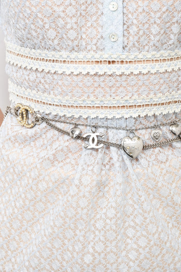Chanel Silver/Pearl Multi-Chain Charm Belt