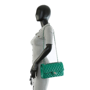 CHANEL Double Flap Medium Quilted Leather Emerald Green