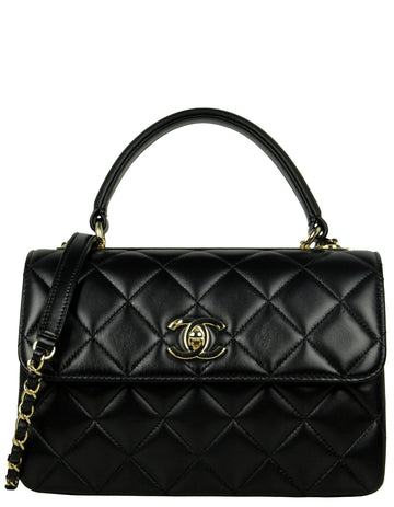 Chanel 2022 Black Lambskin Quilted Small Trendy CC Dual Handle Flap Bag