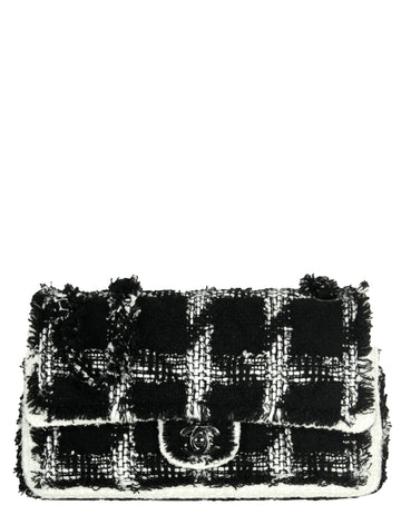 Chanel 2020 Black/White Tweed Medium Classic Double Flap Bag