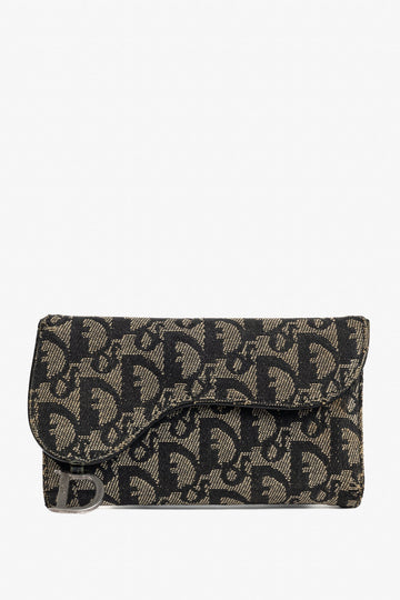 Christian Dior Saddle Noir Logo-Monogram Canvas Wallet