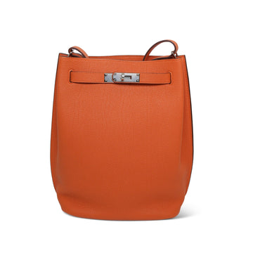 So Kelly 22 Orange Togo Palladium Plated L Square Stamp