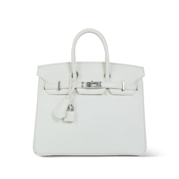 Birkin 25 White leather Palladium Plated [M] Stamp