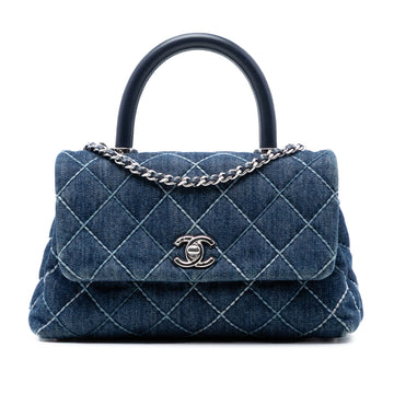 Coco Top Handle Bag Quilted Denim Mini