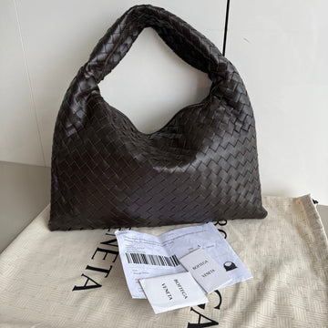 Bottega Veneta Hop Hobo Small Medium Leather Chocolate Brown 46cm