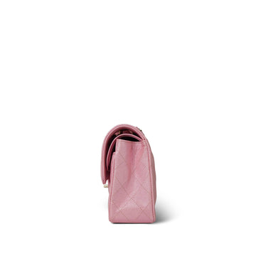 19S Iridescent Pink leather Quilted Small Classic Flap with LGHW