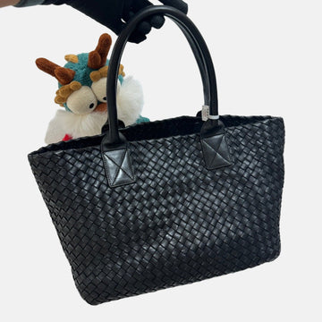 Bottega Veneta Cabat Small Intreccio Leather Tote Bag Black