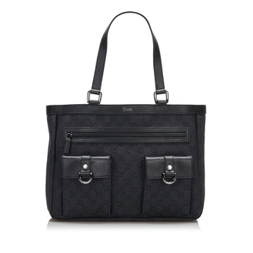 Gucci Abbey D-Ring Tote Bag Black GG Leather/canvas