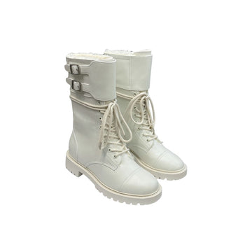 DD D TRAP ANKLE BOOT CALFSKIN AND SHEARLING WHITE