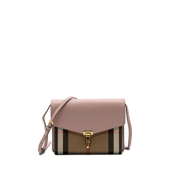 Burberry house check crossbody bag canvas / calfskin leather multicolor light pink GHW