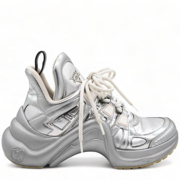 Metallic Calfskin Technical Nylon LV Archlight Sneakers Silver 36