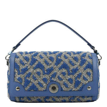 Burberry Note TB Small Sequins Yarn Shoulder Bag Blue