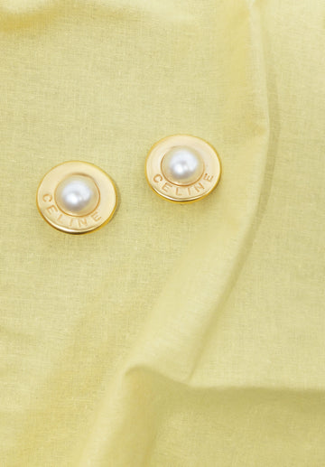 Celine vintage pearl earrings - 1990s