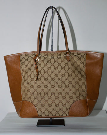 Gucci Monogram Medium Bree Zippered Tote Beige Tabacco