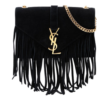 Classic Monogram Fringe Crossbody Bag Suede Small