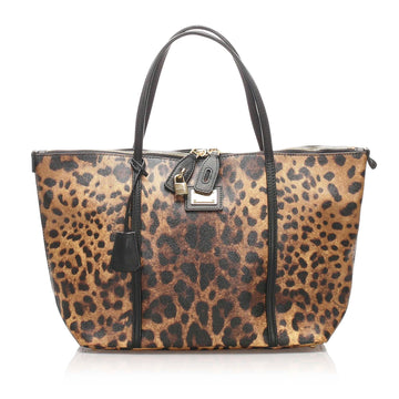 Dolce & Gabbana Leopard Print Leather Tote Bag (SHG-10684)