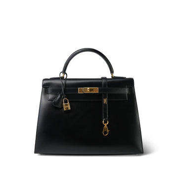 Kelly 32 Black Box leather  C Square Stamp