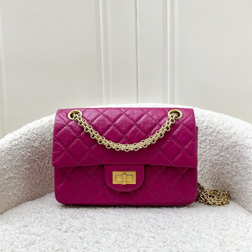 Chanel Classic 2.55 Reissue Mini Flap in Pink Distressed Calfskin and AGHW