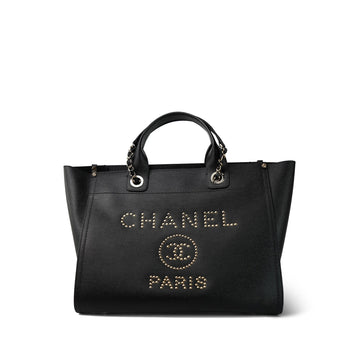 Black leather Quilted Deauville Shopping Tote Studded LGHW