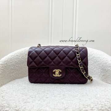 Chanel Classic Rectangle Mini Flap Bag in Burgundy Lambskin and LGHW
