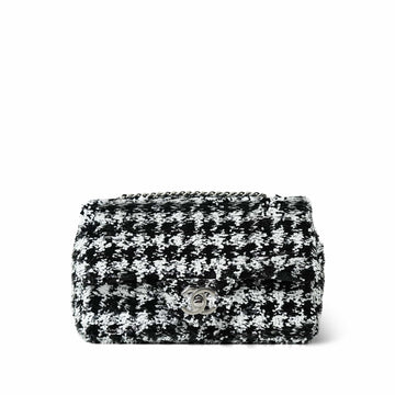 24A Black and White Houndstooth Sequin Mini Rectangular Flap