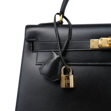 Kelly 32 Black Box leather  Y Circle Stamp