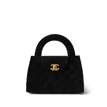 Black Velvet Quilted Nano Kelly Shopper Aged Gold Hardware