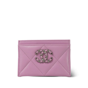 22S Pink leather Quilted 19 Card Holder SHW