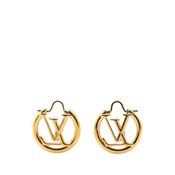 Gold Louis Vuitton Gold Plated Louise Hoop Earrings PM