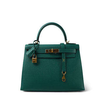 Kelly 28 Malachite leather  R Square Stamp